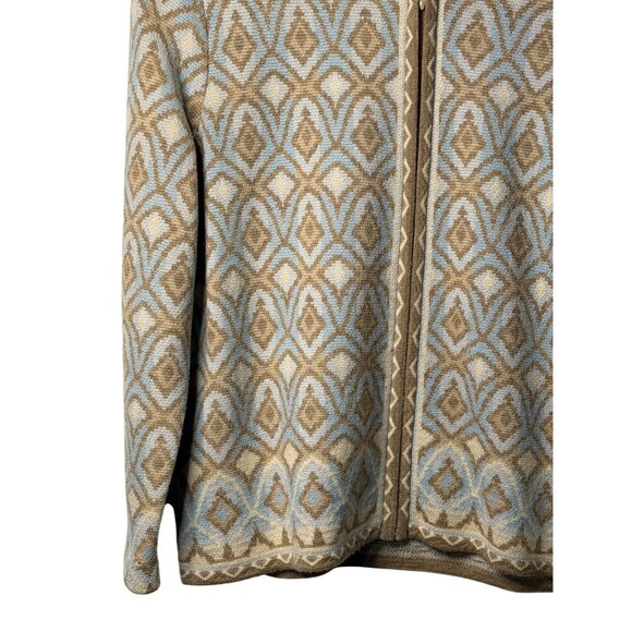 VTG Pendleton Women Warm Full Zip Sweater 100% Merino Wool Brown Blue SZ PM - Picture 3 of 6